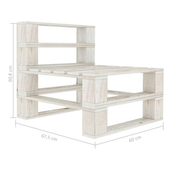 Module Canapé Central Palette Pin Massif Déco Salon Jardin Blanc 60 cm – ComfortXL Outdoor Living - Image 5