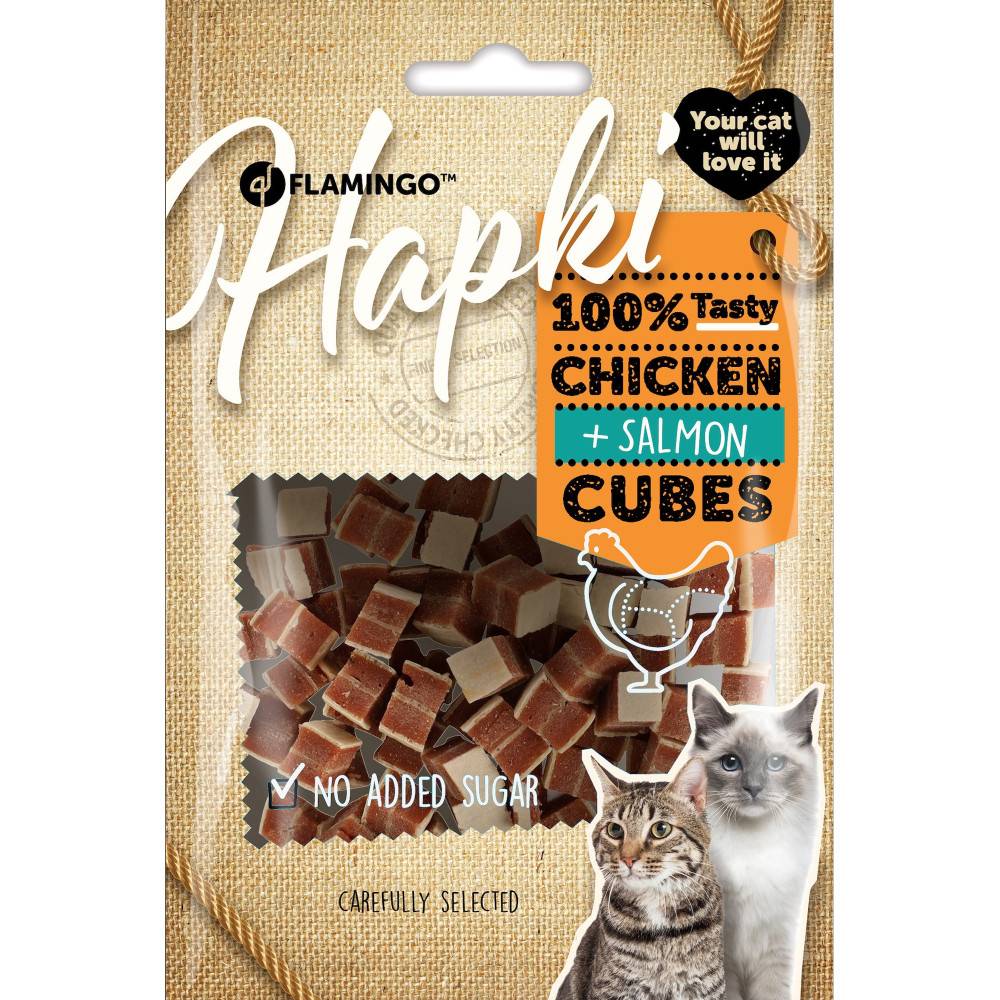 Flamingo - Flamingo - Friandises Hapki Petits blocs avec poulet et saumon 50 g pour chat - Imagen 2