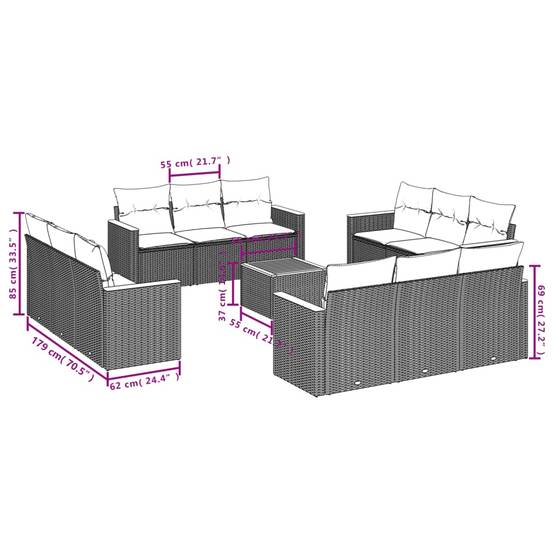 Salon de jardin beige 13 pièces en résine tressée avec rangement fonctionnel – ComfortXL Outdoor Living - Image 7