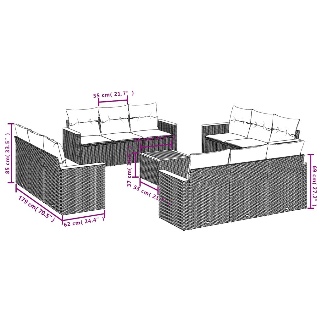 Salon de jardin beige 13 pièces en résine tressée avec rangement fonctionnel – ComfortXL Outdoor Living - Image 7