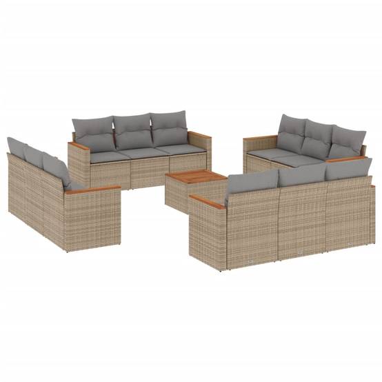Salon de jardin beige 13 pièces en résine tressée avec rangement fonctionnel – ComfortXL Outdoor Living - Image 2