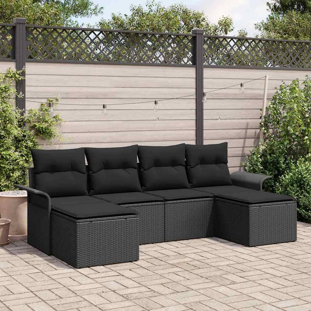 ComfortXL - Salon de Jardin 6 Pièces Polyrotin avec Table Hauteur Réglable et Rangement Intégré Noir – ComfortXL Outdoor Living - Image 1