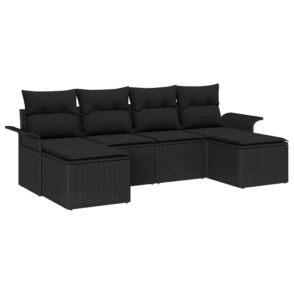 ComfortXL - Salon de Jardin 6 Pièces Polyrotin avec Table Hauteur Réglable et Rangement Intégré Noir – ComfortXL Outdoor Living - Image 2
