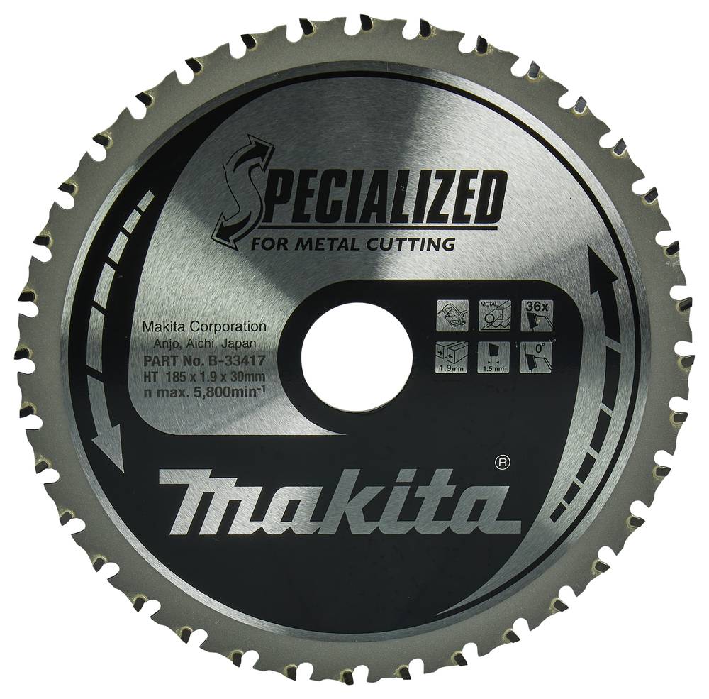 Makita - Lame de scie circulaire, alliage T.C.T spécialisé, 185 x 30 mm, 36 dents - MAKITA - B-33417