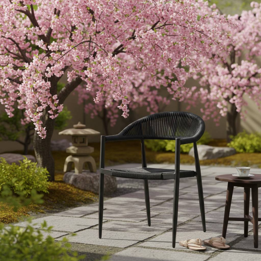 Fauteuil aluminium noir et corde tressée noire Casamance - Gecko Jardin - Imagen 5