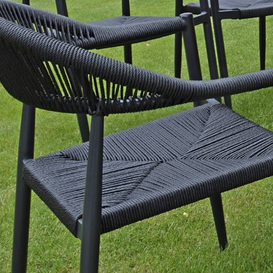 Fauteuil aluminium noir et corde tressée noire Casamance - Gecko Jardin - Imagen 3