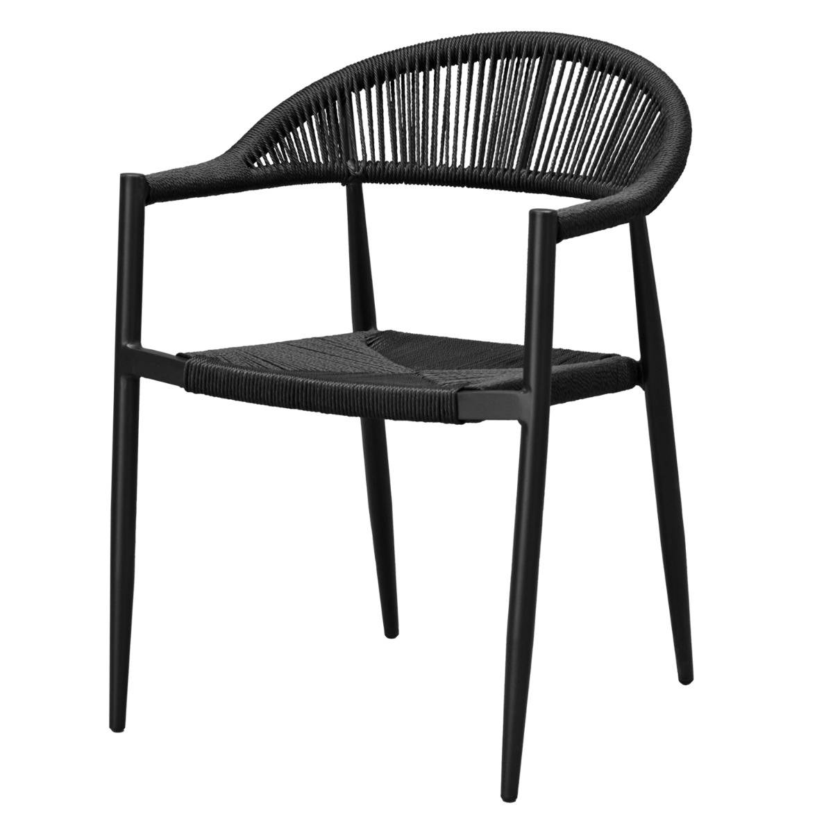 Fauteuil aluminium noir et corde tressée noire Casamance - Gecko Jardin - Imagen 2