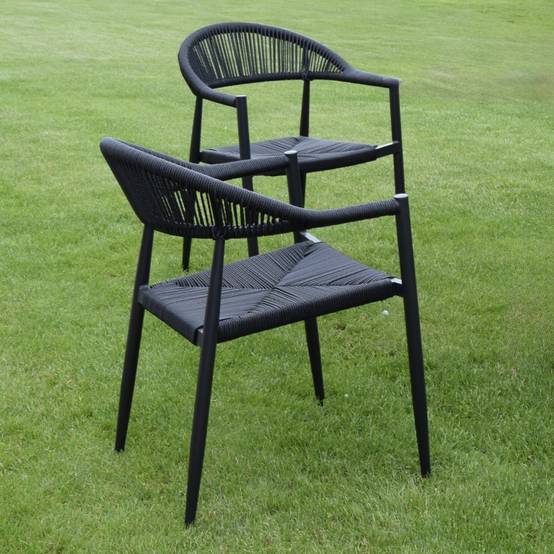 Fauteuil aluminium noir et corde tressée noire Casamance - Gecko Jardin - Imagen 6