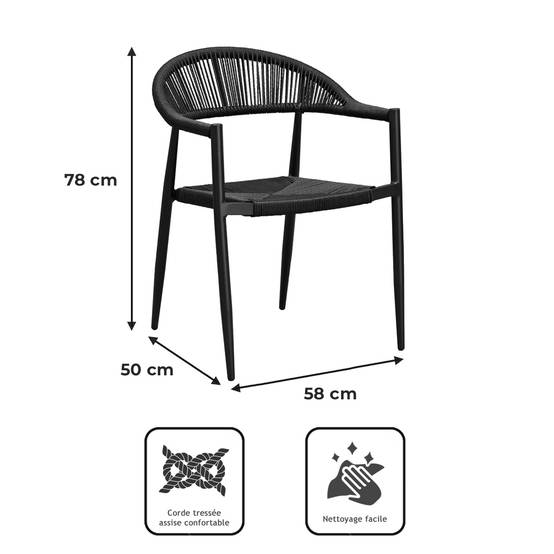Fauteuil aluminium noir et corde tressée noire Casamance - Gecko Jardin - Imagen 9