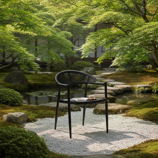 Fauteuil aluminium noir et corde tressée noire Casamance - Gecko Jardin - Imagen 4