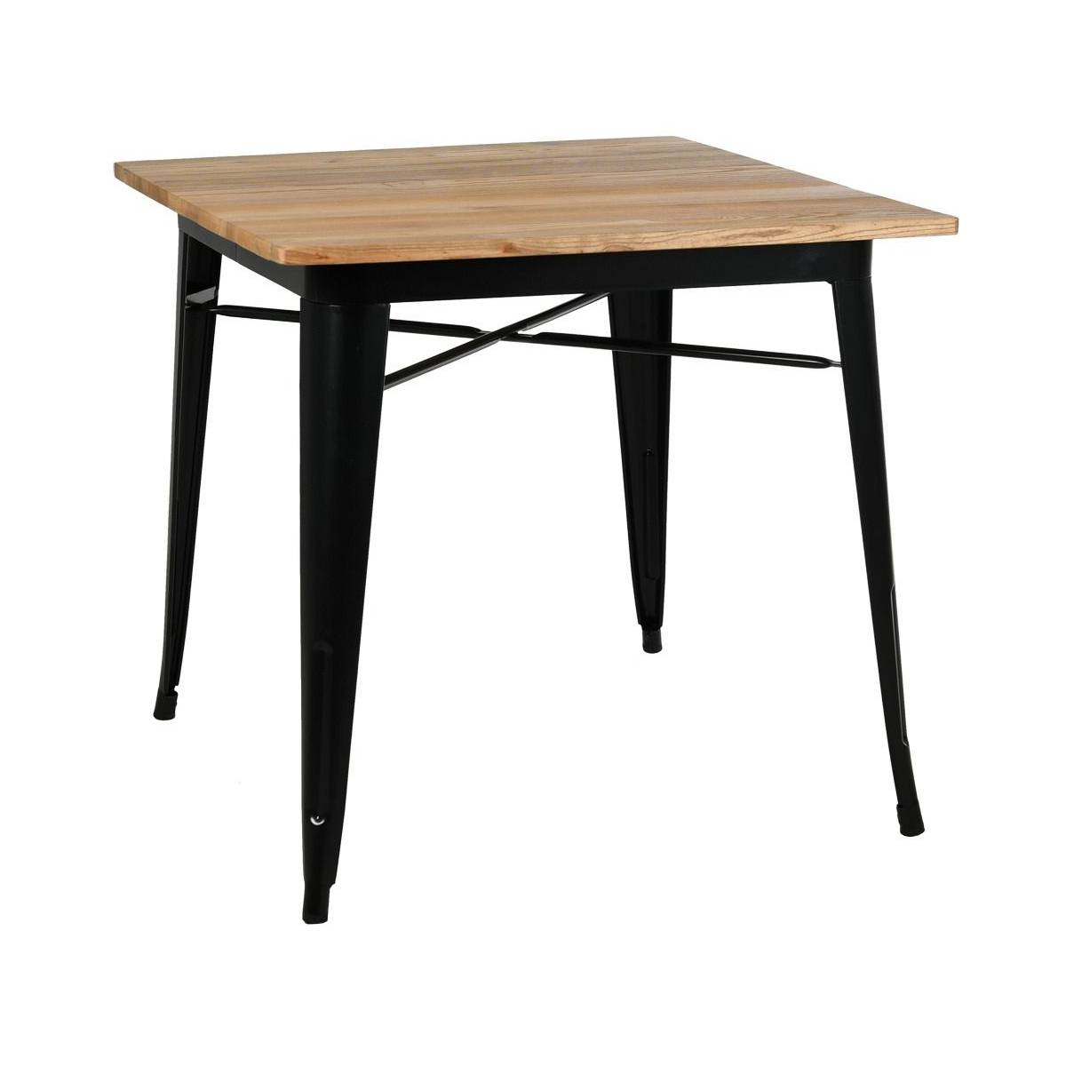 Aubry Gaspard - Table carrée industrielle en métal et bois d'orme huilé - Imagen 1