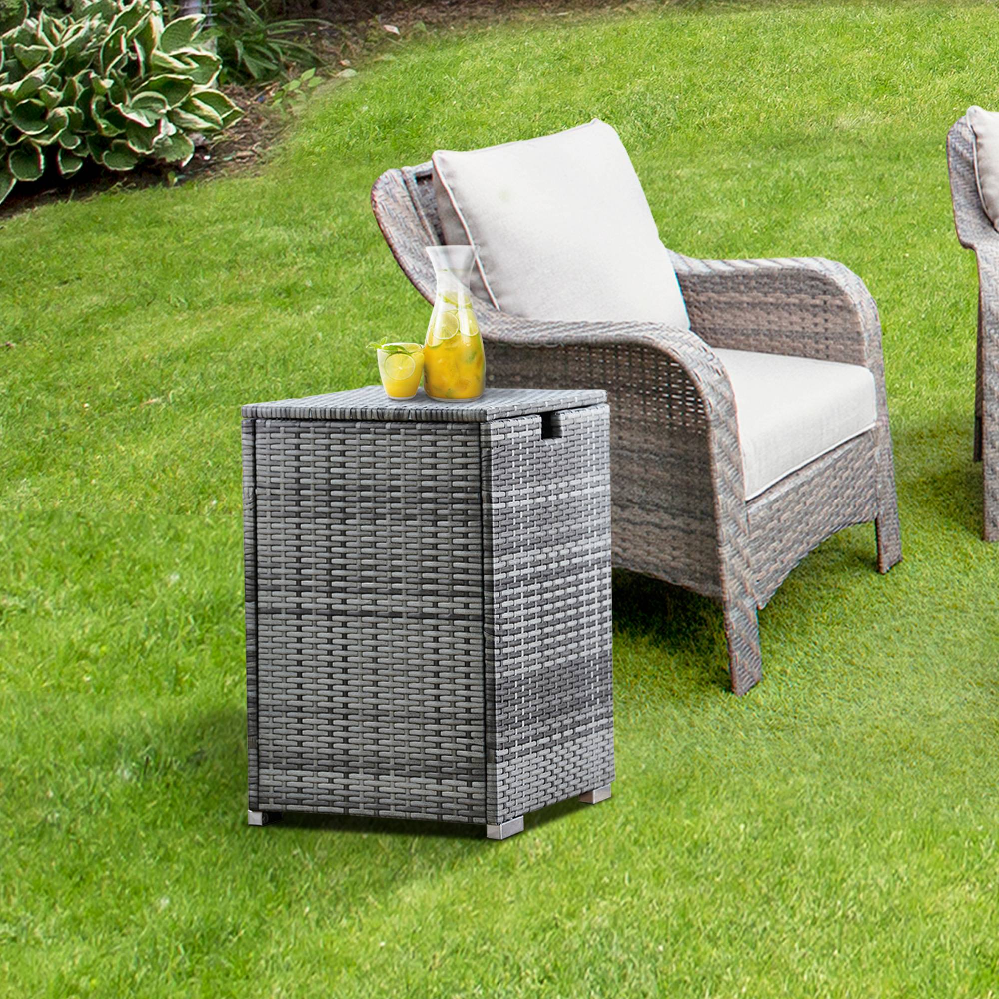 Teamson Home - Coffre de rangement pour brasero en rotin gris Teamson Home - Image 3