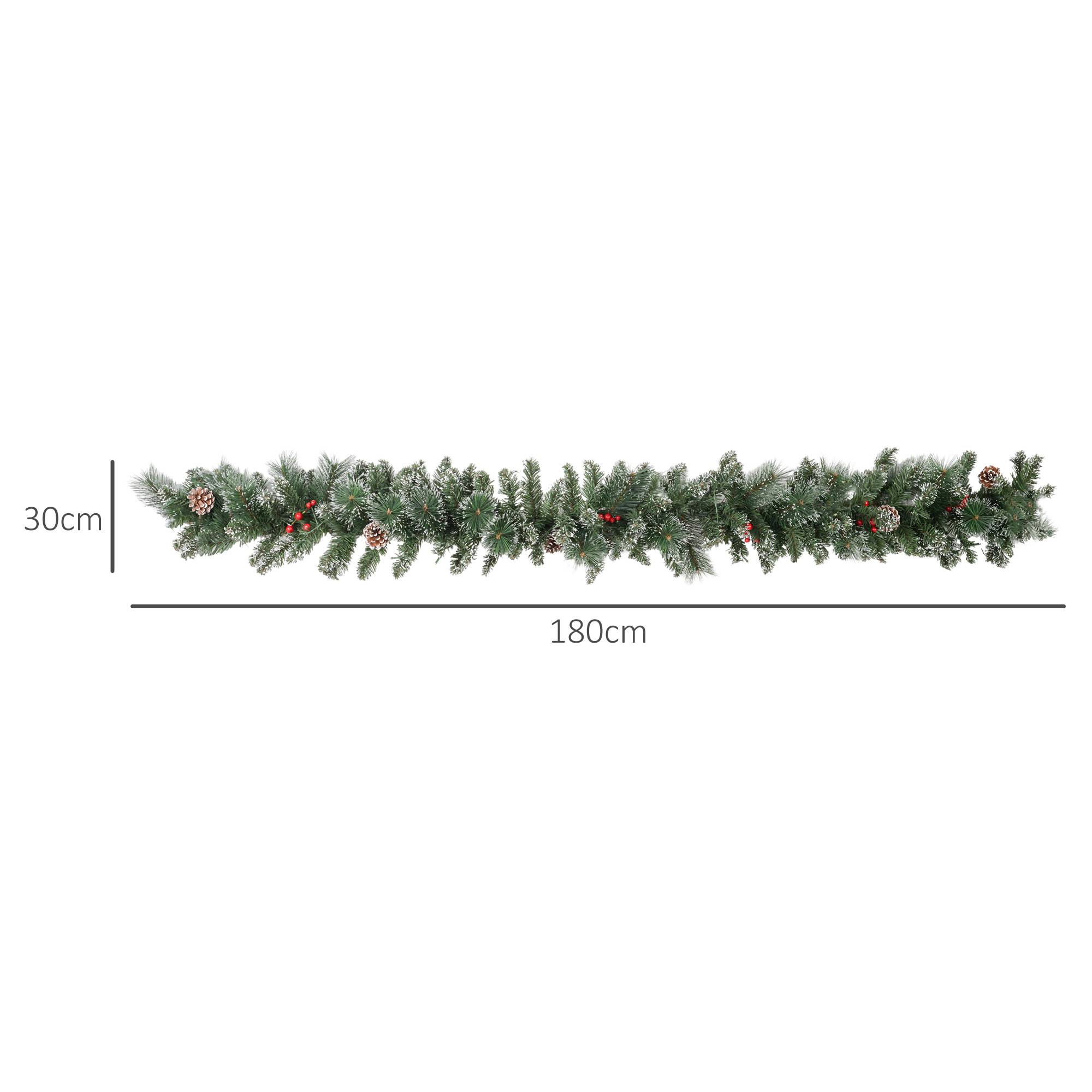 ComfortXL - Guirlande de Noël lumineuse en plastique vert 180 cm pour cheminée et rampe 50 LED blanc chaud et minuterie 6 h - Image 3
