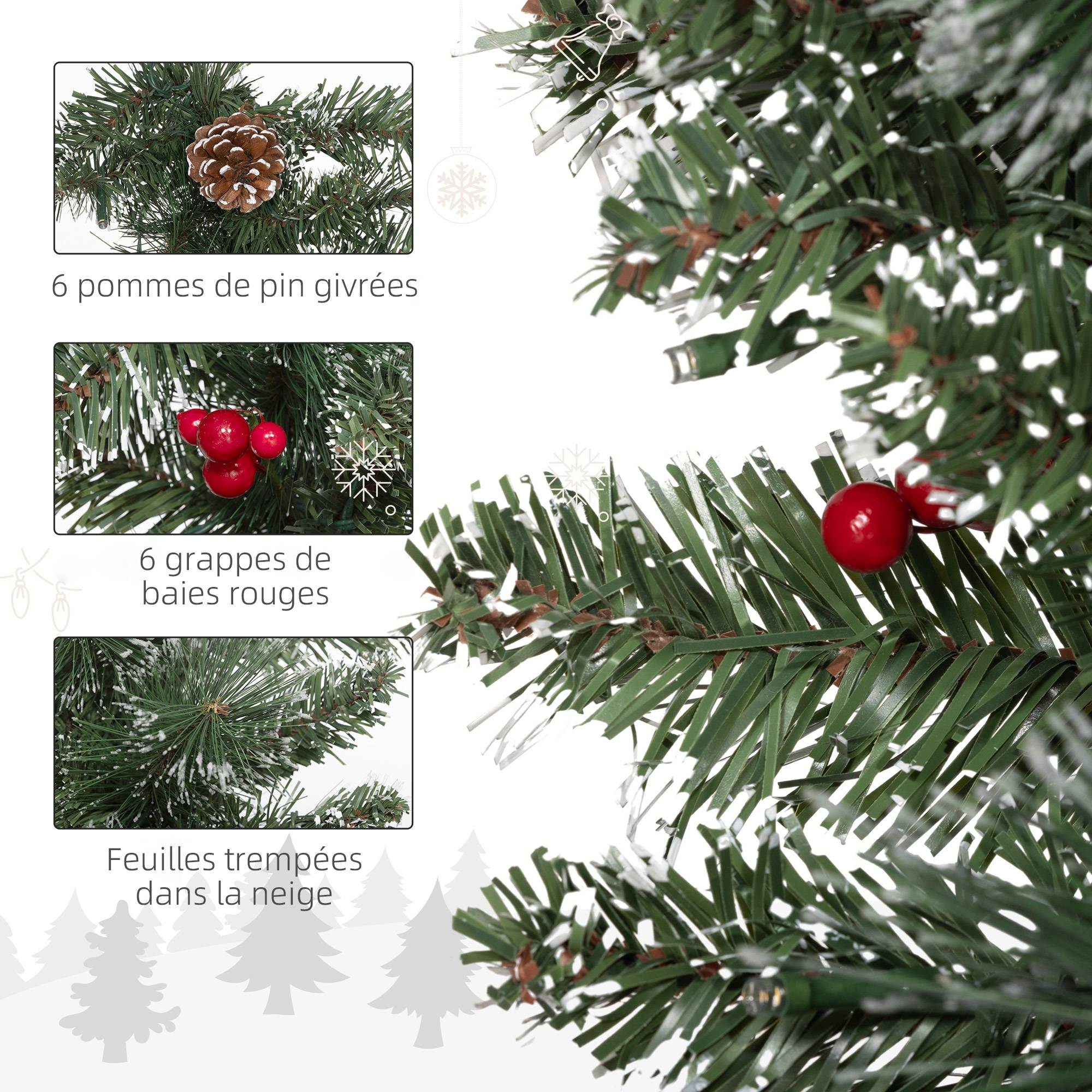 ComfortXL - Guirlande de Noël lumineuse en plastique vert 180 cm pour cheminée et rampe 50 LED blanc chaud et minuterie 6 h - Image 7