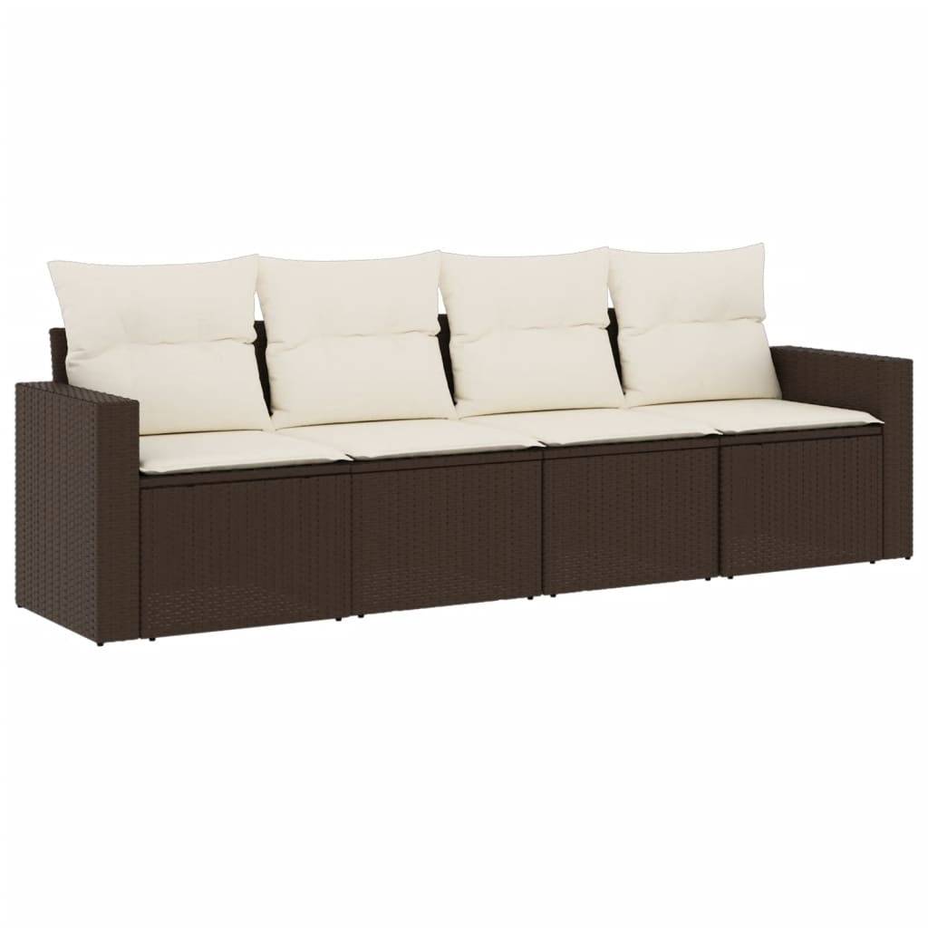 Salon de Jardin 4 Places Résine Tressée Marron avec Espace de Rangement sous l'Assise pour Jardin – ComfortXL Outdoor Living - Image 2