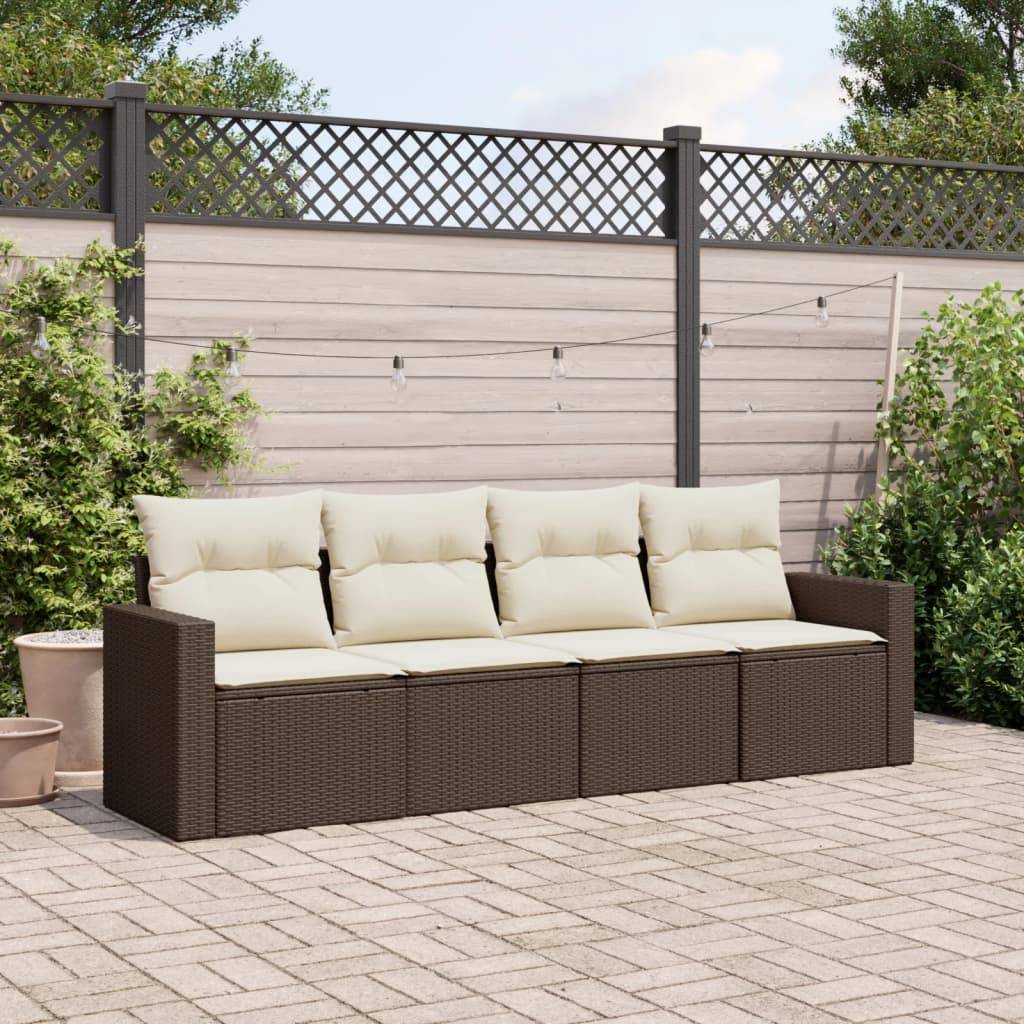 Salon de Jardin 4 Places Résine Tressée Marron avec Espace de Rangement sous l'Assise pour Jardin – ComfortXL Outdoor Living - Image 1