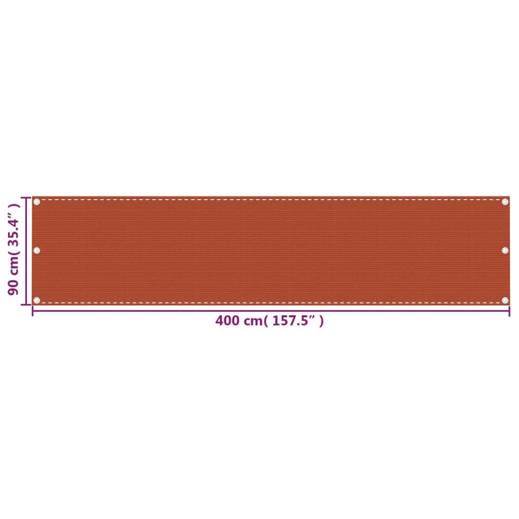Helloshop26 - Écran de balcon brise pare vue protection confidentialité 90 x 400 cm PEHD orange - Imagen 5