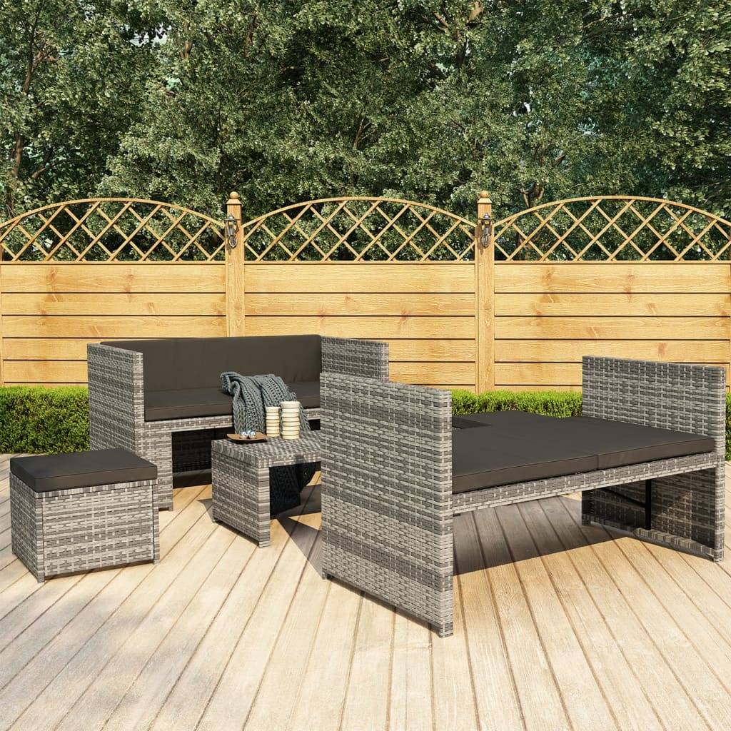 Vidaxl - Salon de jardin 5 pcs avec coussins résine tressée gris vidaXL 48134 - Imagen 1
