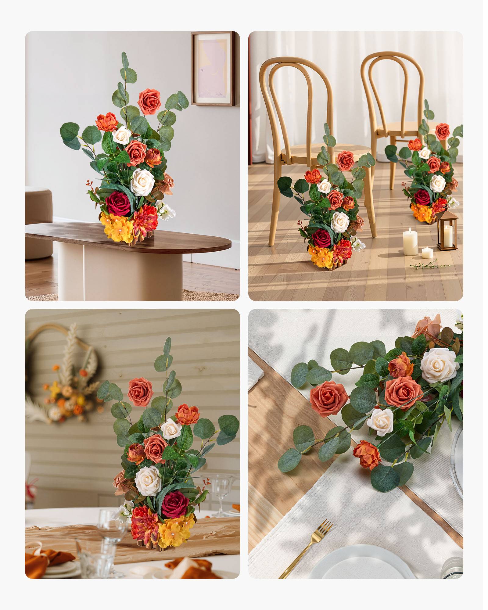 VEVOR Composition Florale Artificielle Autoportante Mariage Lot de 4 45x25x25 cm - Image 7