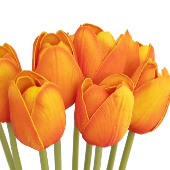 Bouquet artificiel de 10 Tulipes Oranges H 48 cm - Image 2