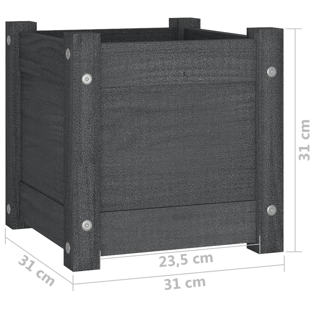 Vidaxl - Jardinières d'extérieur 2 pcs Gris 31x31x31 cm Bois de pin vidaXL 810527 - Image 3