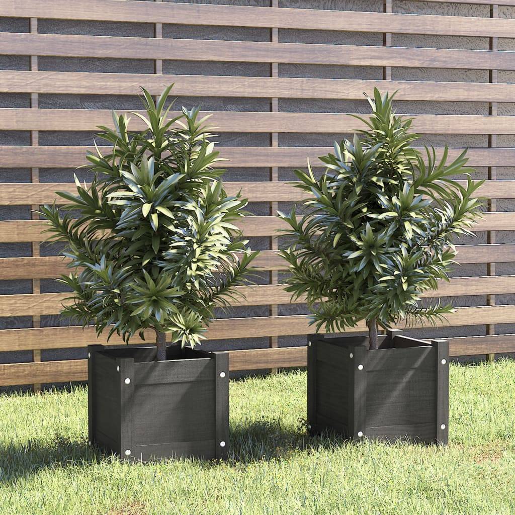 Vidaxl - Jardinières d'extérieur 2 pcs Gris 31x31x31 cm Bois de pin vidaXL 810527 - Image 1