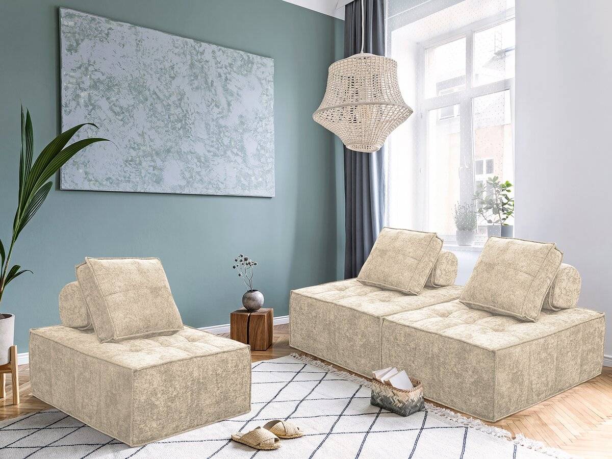 Chauffeuse En Tissu Texturé "velluto" - 96 X 100 X 89 Cm - Beige -habitat Et Jardin - Image 4