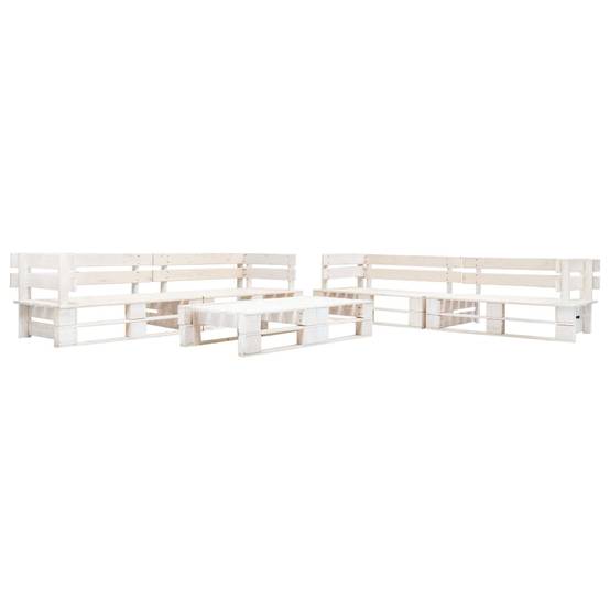 Salon de jardin meuble d'extérieur ensemble de mobilier palette 6 pièces bois blanc - Image 1