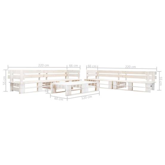 Salon de jardin meuble d'extérieur ensemble de mobilier palette 6 pièces bois blanc - Image 3