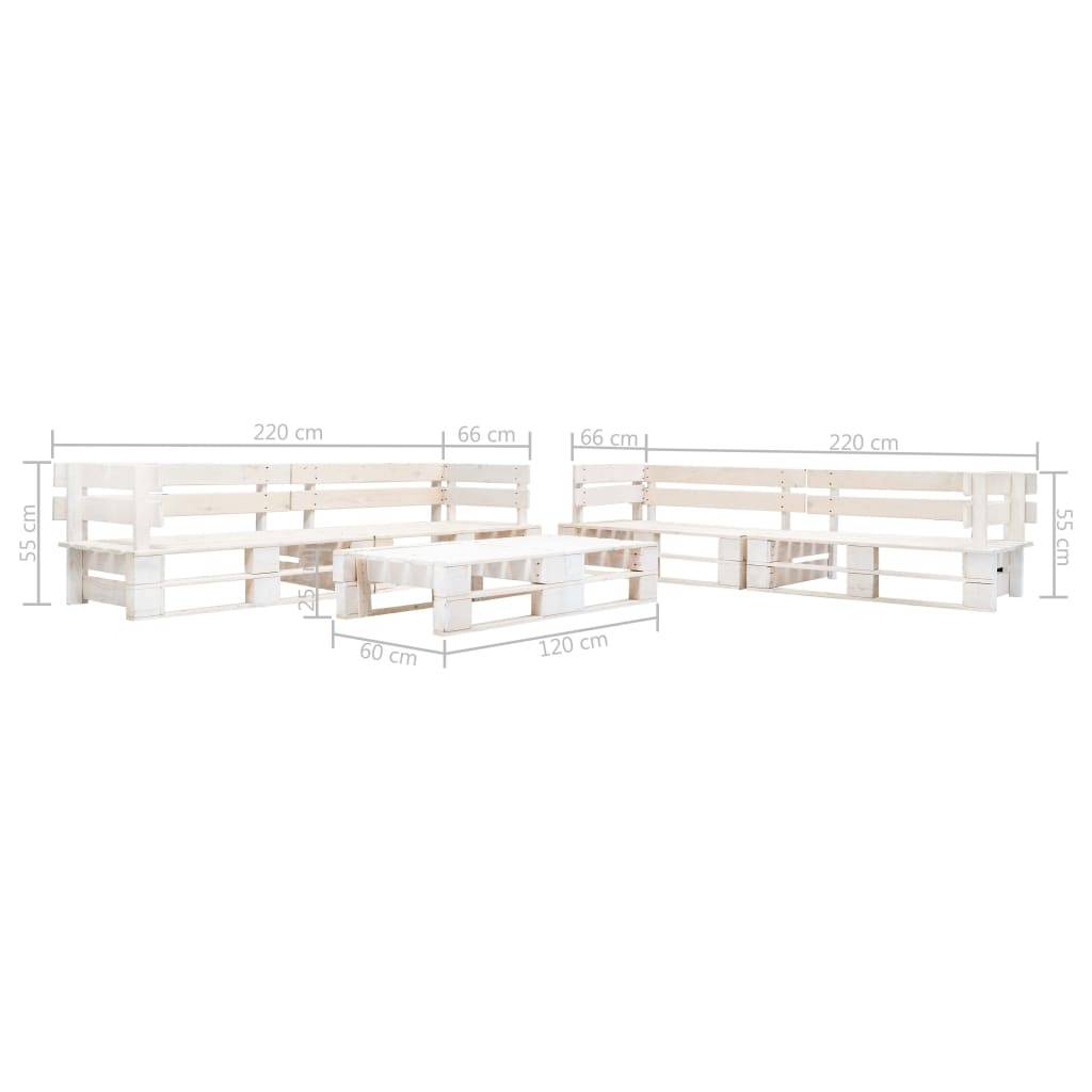 Salon de jardin meuble d'extérieur ensemble de mobilier palette 6 pièces bois blanc - Image 3