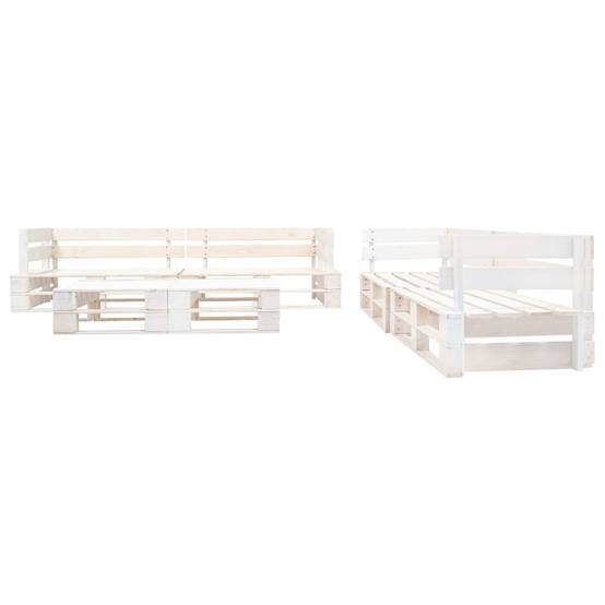 Salon de jardin meuble d'extérieur ensemble de mobilier palette 6 pièces bois blanc - Image 2