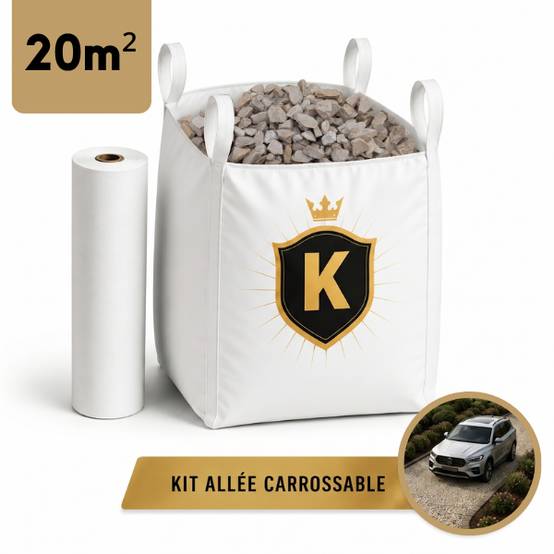 Kit allée carrossable Gravillon blanc 6/16 - 20 m² - Image 1