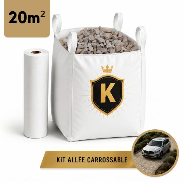 Kit allée carrossable Gravillon blanc 6/16 - 20 m² - Image 1