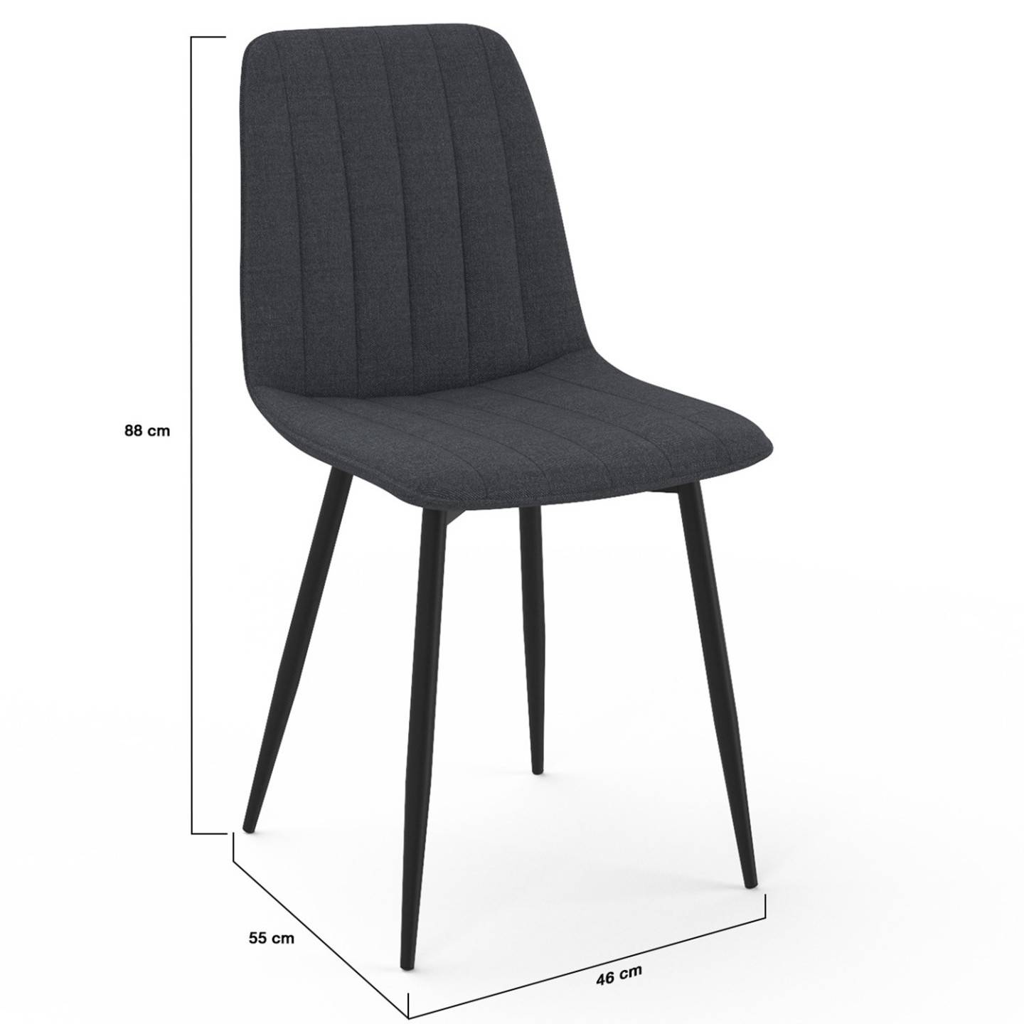 Lot de 6 chaises MIRA en tissu gris foncé pour salle à manger - Image 5