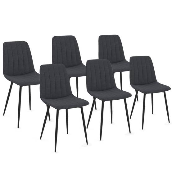 Lot de 6 chaises MIRA en tissu gris foncé pour salle à manger - Image 2