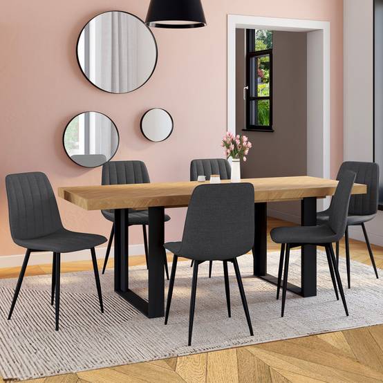 Lot de 6 chaises MIRA en tissu gris foncé pour salle à manger - Image 1