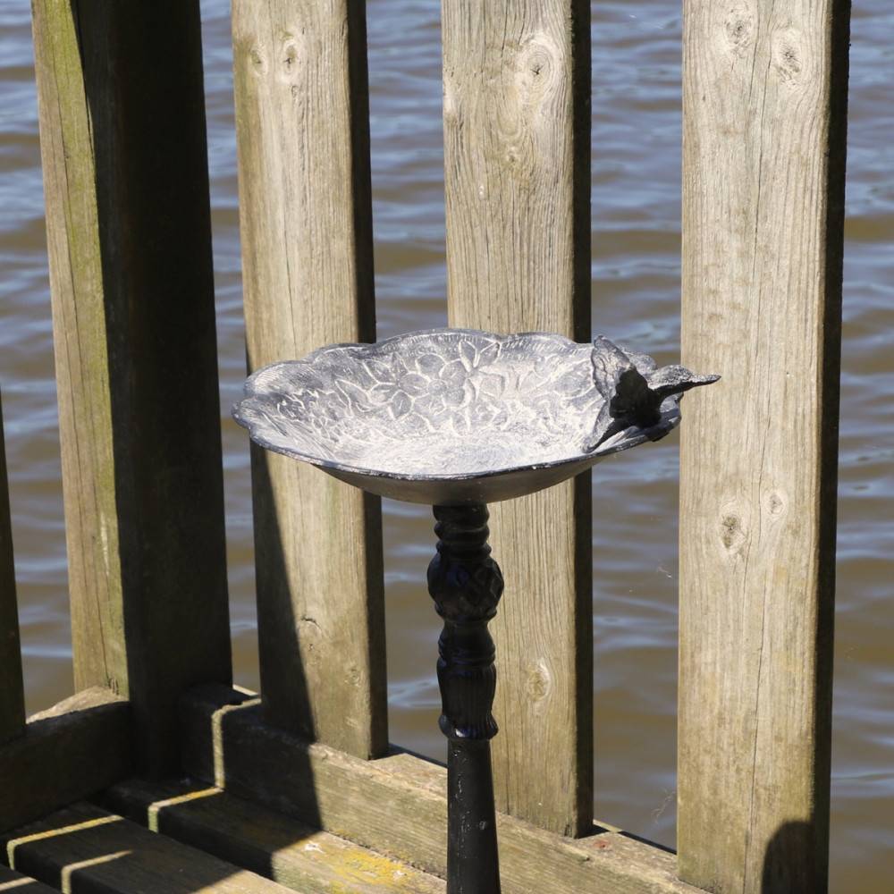Bain d'oiseaux en fonte gris 26 x 56 cm Chemin de campagne - Image 3
