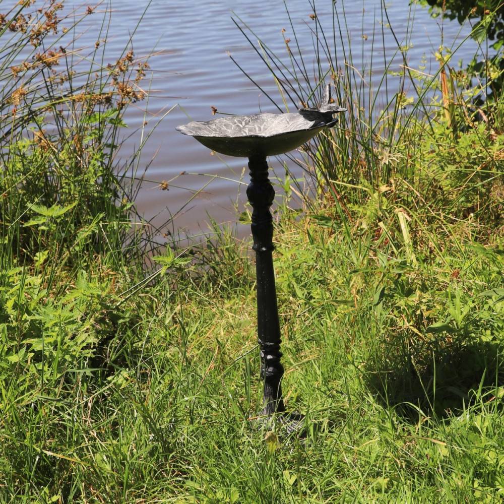 Bain d'oiseaux en fonte gris 26 x 56 cm Chemin de campagne - Image 2