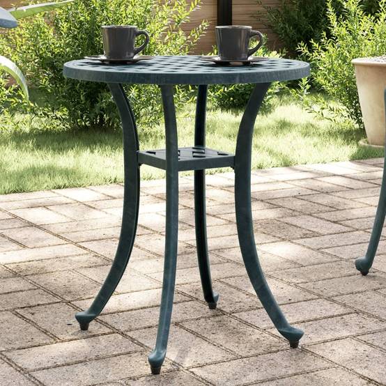 Table de jardin aluminium coulé vert Ø48 x 53 cm - PANGIVO - Image 1