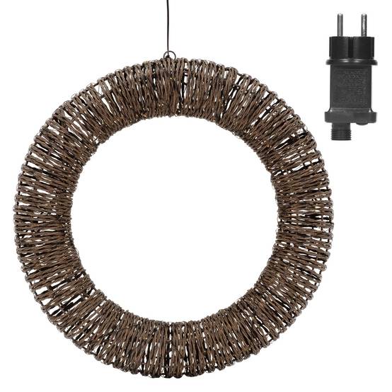 Ecd-Germany - Couronne lumineuse de Noël LED Ø 50 cm, 500 lumières blanc chaud, effet scintillant, en corde et métal, minuterie intégrée, intérieur / extérieur - Image 2
