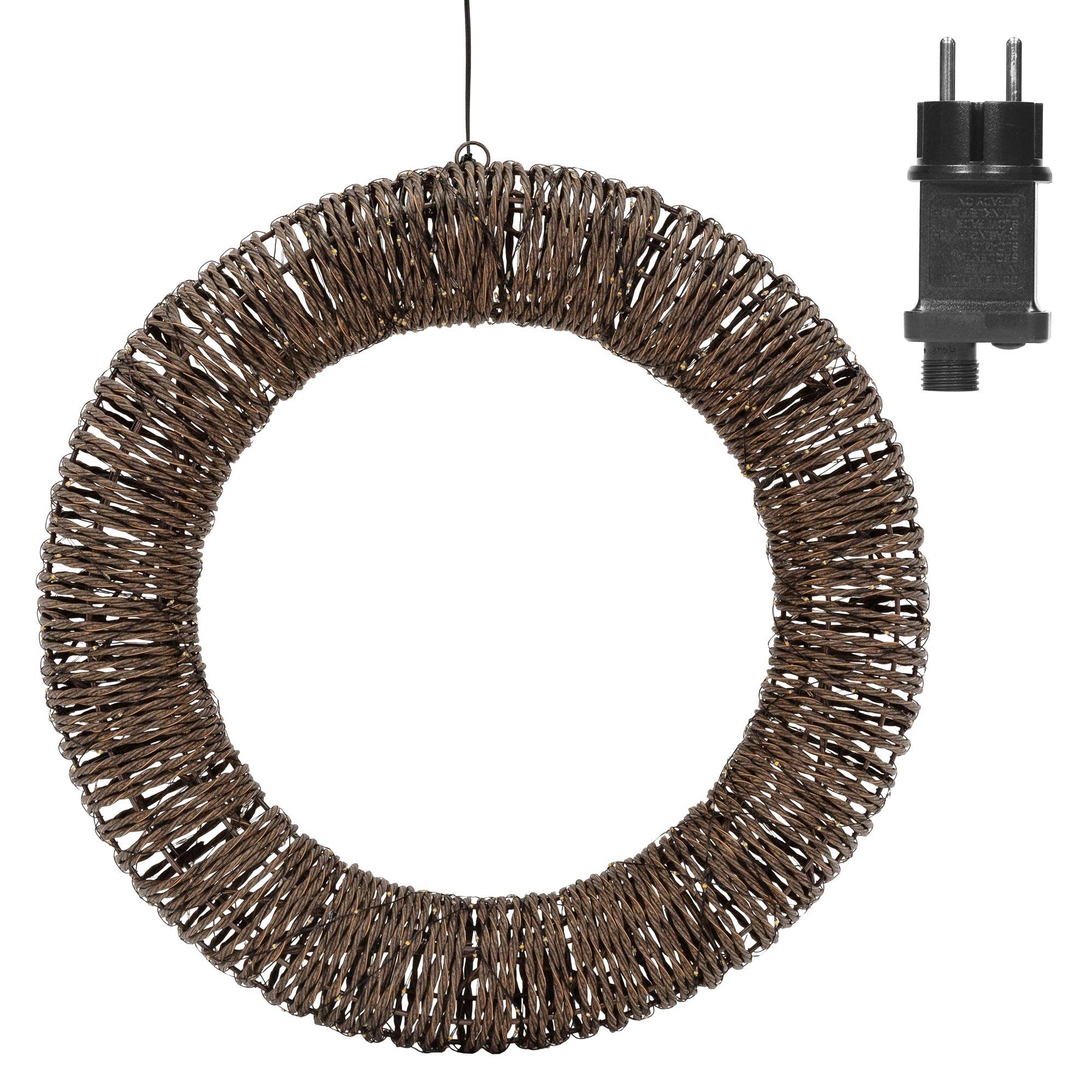 Ecd-Germany - Couronne lumineuse de Noël LED Ø 50 cm, 500 lumières blanc chaud, effet scintillant, en corde et métal, minuterie intégrée, intérieur / extérieur - Image 2