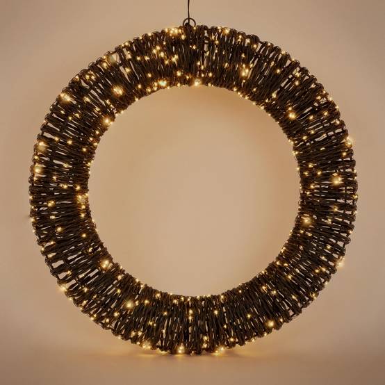 Ecd-Germany - Couronne lumineuse de Noël LED Ø 50 cm, 500 lumières blanc chaud, effet scintillant, en corde et métal, minuterie intégrée, intérieur / extérieur - Image 6