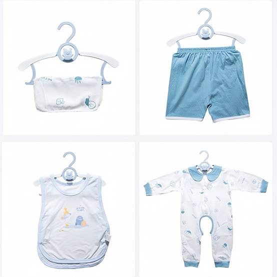 Étendoir à linge-Lot de 20 cintres bébé extensibles – 27,9 à 35,6 cm – Bleu – Antidérapants – Gain de place – Living123 - Image 3