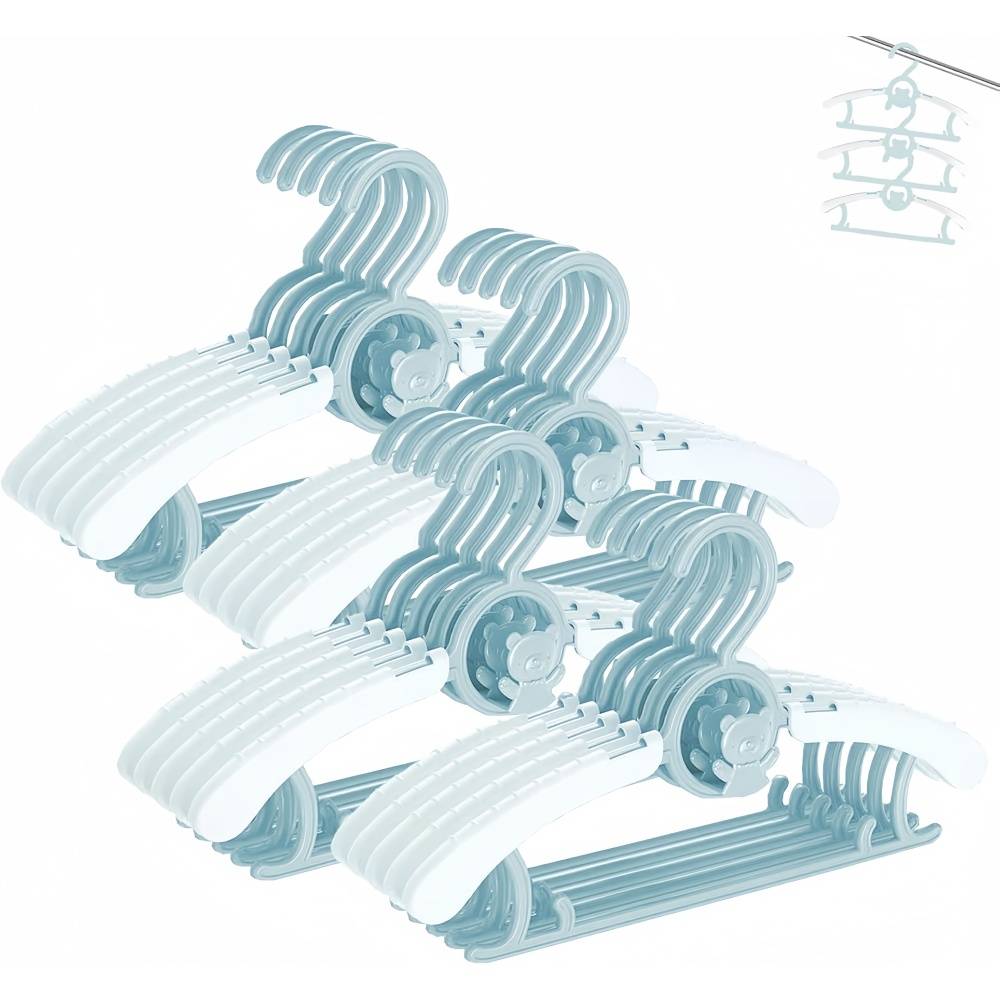 Étendoir à linge-Lot de 20 cintres bébé extensibles – 27,9 à 35,6 cm – Bleu – Antidérapants – Gain de place – Living123 - Image 1