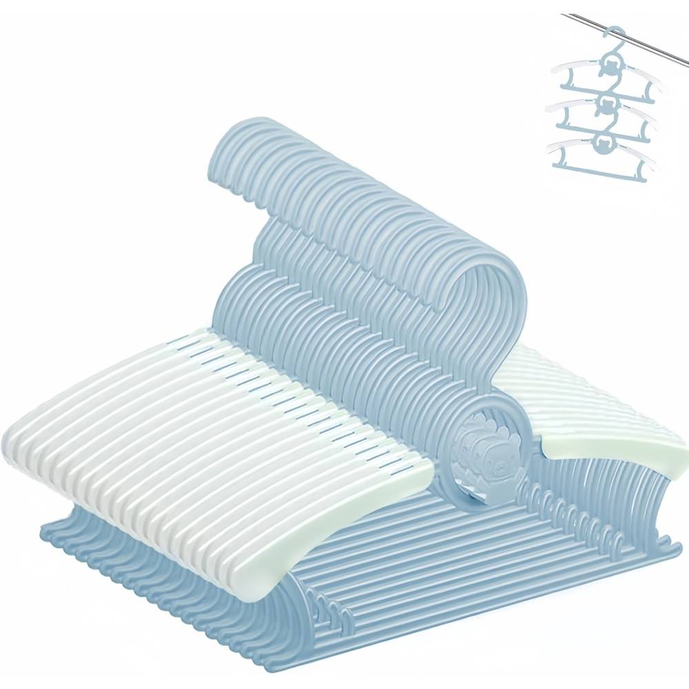Étendoir à linge-Lot de 20 cintres bébé extensibles – 27,9 à 35,6 cm – Bleu – Antidérapants – Gain de place – Living123 - Image 6