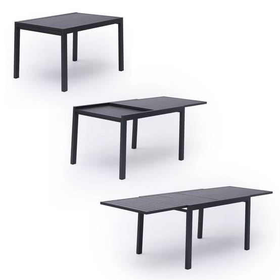 Happy Garden - Salon de jardin VENEZIA extensible en textilène gris 10 places - aluminium anthracite - HAPPY GARDEN - Imagen 2