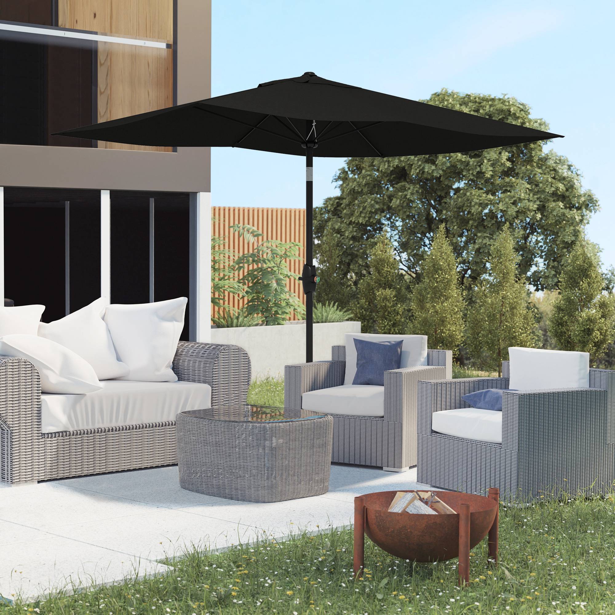ComfortXL - Parasol rectangulaire aluminium terrasse inclinable manivelle anti-UV 2x3m noir - ComfortXL Outdoor Living - Image 4