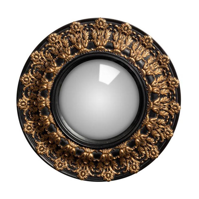 Miroir Convexe Baroque Noir décor Doré 33cm - Image 2