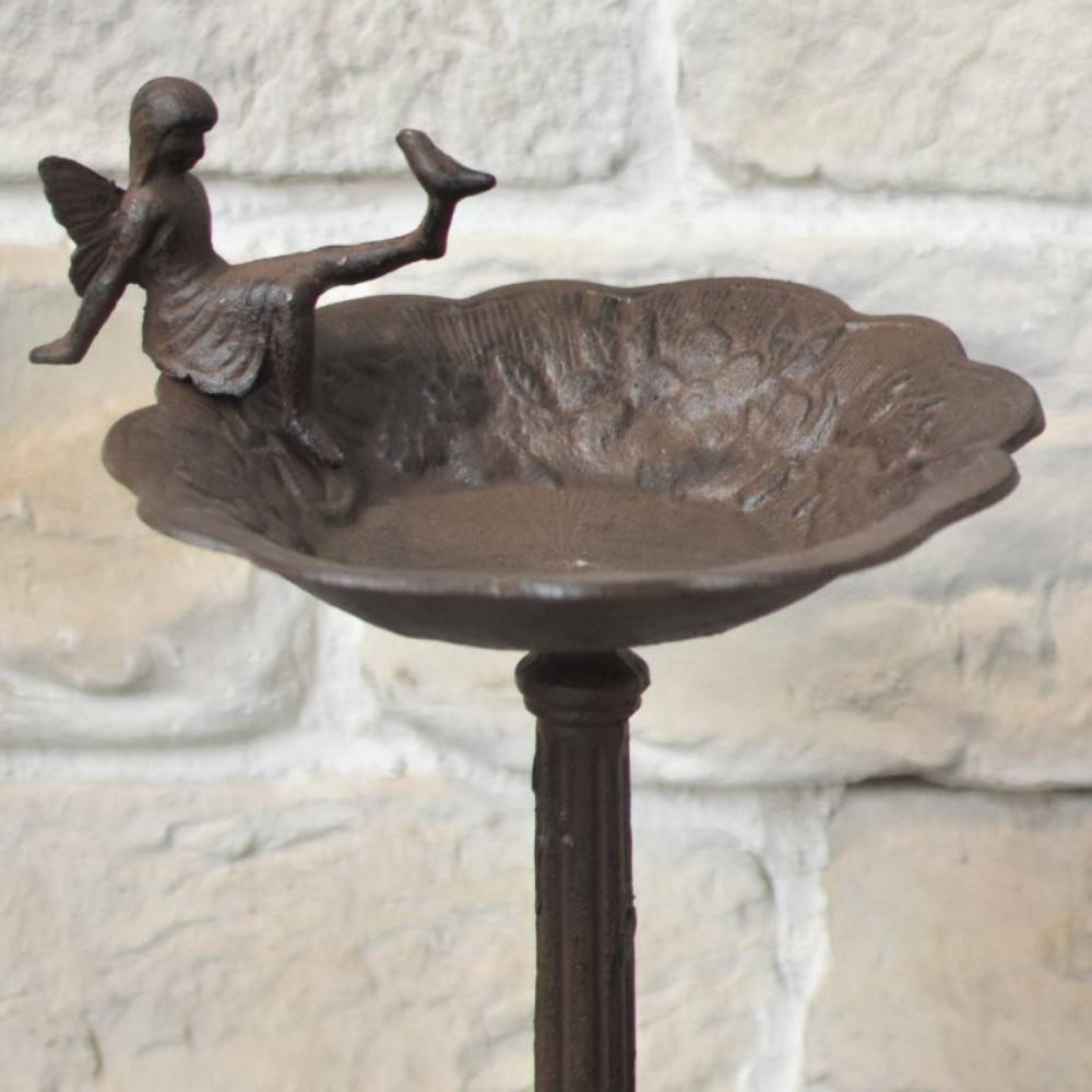 Mangeoire à oiseaux sur pied abreuvoir elfe jardin fonte marron 53cm Chemin de campagne - Imagen 7