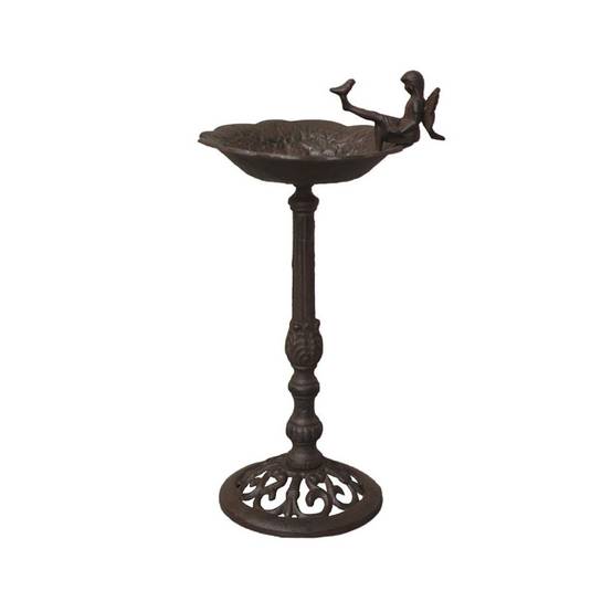 Mangeoire à oiseaux sur pied abreuvoir elfe jardin fonte marron 53cm Chemin de campagne - Imagen 1